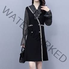 아뗄릭 펄 시스루 리본넥 중년 정장 하객룩 원피스 00183