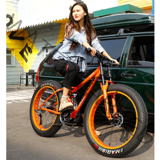 24인치 MTB 오프로드 자전거 팻바이크 풀샥 산악 극한, 블랙 26인치 24단