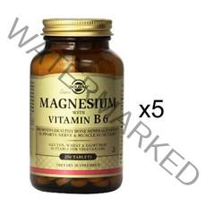 솔가 마그네슘 비타민 B6 포함 타블렛, 250개입, 5개