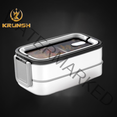 Krunsh 보온 도시락통 직장인도시락통 2 단스텐도시락통 전자렌지 도시락통, 3 체크