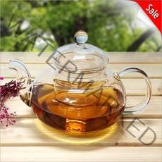 선미그린 원형 티포트 600ml_유리다관 유리주전자 유리다기 찻잔 내열강화유리, 투명 내열강화유리