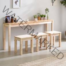 다니엘우드 거실테이블 의자 세트 베란다 사이드 원목 책상 슬림 예쁜 식탁, 1600X300(1개)&1인의자(3개)_삼나무(무도장)