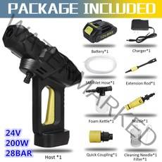 고압세척기 24V 휴대용 무선 자동차 고압 클리너 자동차 세차기 정원 자동 집 청소 도구 리튬 배터리 포, 02 24V 200W 28 BAR