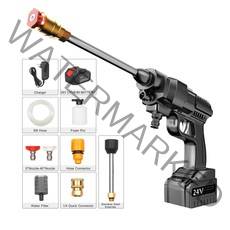 고압세척기 24V 무선 휴대용 전기 고압 클리너 기계 200W 30 바 리튬 배터리 핸드헬드 자동차 청소 장치, 0 Black_02 EU