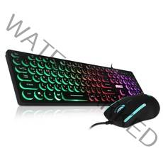 앱코 HACKER RGB LED 멤브레인 키보드 + 마우스, KM110, 블랙