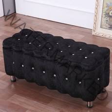 큐빅 벨벳 수납 2인 소프트 침대 벤치소파 현관 입구 벤치 소파 식탁 스툴, 150x40x40cm블랙