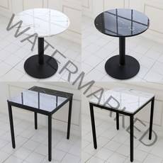 더조아 [무료배송]마블 티테이블(유광) 티테이블, 마블 블랙 600×600사각-3인치(원반다리)