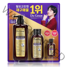 탈모완화샴푸 닥터그루트 세트(500ml+200ml+50ml) 탈모증상완화 도움 기능성 성분함유 실콘 설페이트계 계면활성제 파라벤 무첨가 기능성샴푸, 1set, 750ml