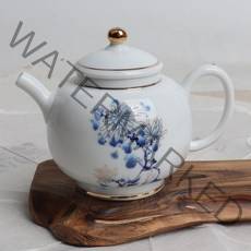 고급 금도금 백자 사군자 다관(국화)