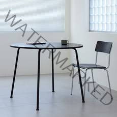 포더홈 어라운드 원형 카페 테이블 미드센츄리모던 이케아st, 블랙 테이블+블랙 다리