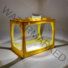 미니 여러 가지 빛깔의 쌓을 수있는 빌딩 블록 생태 크리 에이 티브 수족관 데스크탑 물고기 탱크 작은 파충류 애완 동물 상자 홈 장식, 노란색