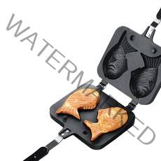 Tiwoncy 붕어빵 더블 물고기 모양의 뜨거운 디저트 와플 케이크 메이커 프라이, A005,붕어빵 제조기