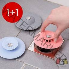 바마브 1+1 깔끔 원터치 차단하개 화장실 세면대 욕조 배수구마개 청소대장 하수구망 다막아, 그레이(1+1)