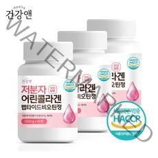 건강앤 HACCP 식약처 인증 300달톤 98.9% 저분자 어린 콜라겐 펩타이드 비오틴정 피쉬콜라겐 60정, 3통 180정 3개월