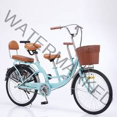 3인용 가족 커플 한강 유원지 관광 투어링 자전거 22인치 24인치 복고풍 자전거, 22인치 싱글 스피드 전용 버전 스카이 블루 스프레이