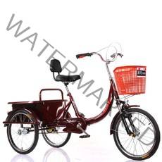 세발 3륜 자전거 리어카 어른용 대여 삼발이 쇼바, 실버 /앞쇼바(일반 안장)