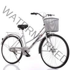 여성 성인 가벼운 접이식 출퇴근 저렴한 클래식 로드 자전거 솔리드 타이어 용 경량 남성 무료 풍선 학생 통근 자동차 레저 차량, 실버 표준 공기압 타이어, 26인치, 단일 속도