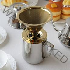 Lorenzo 스텐레스 벌집여과 이중필터 고급 커피 핸드 드리퍼, 골드