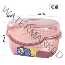 식기건조대 수납 상자 주방 가정용 배수 그릇 랙 상자 뚜껑이 있는 다기능 찬장 용량, 특대형 언커버드 모델-핑크 (6-10인용)