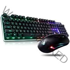 앱코 HACKER 레인보우 LED 게이밍 키보드 + 마우스 세트 KM400, 블랙, 일반형