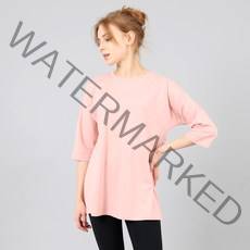 리나라인 여성용 박시 칠부 롱 요가복 티셔츠 LS12