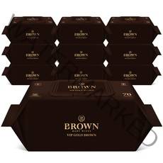 브라운 VIP 골드 브라운 엠보싱 저자극 아기물티슈 캡형, 70매, 10팩