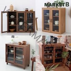 마켓비 주방 그릇장장바구니 기획전, 03.MIRANS 3문 그릇장미들브라운