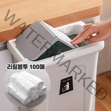 주방 걸이형 휴지통 +리필봉투 100매, 뚜껑형 화이트