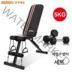 OneTwoFit 멀티 인디클라인 벤치 벤치의자 각도조절벤치 헬스벤치 + 튜빙밴드, 블랙