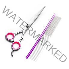 오픈런 강아지 미용가위 커브가위 브러쉬 발톱깎이 세트, 8-메탈컬러 퍼플