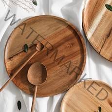 [젊은이마켓] 아카시아 우드 나무 원형접시 (20cm) 예쁜 그릇 플레이트, 나무 원형접시 20cm