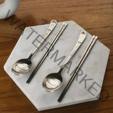 화인센스 비해피 주니어 한식수저세트, 혼합색상, 수저 2p + 저분 2벌