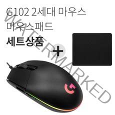 로지텍G G102 2세대 LIGHTSYNC 게이밍 마우스[박스상품]+마우스패드 세트 유선 마우스, 블랙