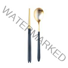 지베아 에센 수저 세트, 숟가락 + 젓가락, 골드블랙