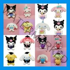 쿠로미 스타 마이멜로디 폼폼푸린 시나모롤 25cm 인형 학사모 하트 생일케잌, 2.학사모시나모롤25cm