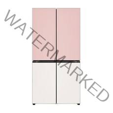 LG전자 디오스 오브제컬렉션 4도어 냉장고 870L 방문설치, 글라스 핑크(상) + 베이지(하), H873GPB012