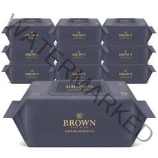 브라운 네이처 센시티브 저자극 엠보싱 아기물티슈 캡형, 10팩, 70매