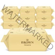 브라운 프리미엄 저자극 엠보싱 아기물티슈 캡형, 72매, 10팩