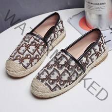 에스닉 린넨 플랫 슈즈