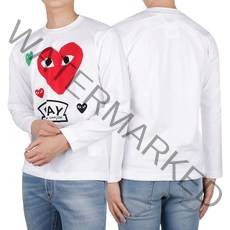 [꼼데가르송] 멀티 하트로고 긴팔티(P1T284) (AZ T284 WHITE)