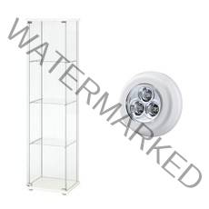 무료조립 이케아 DETOLF 데톨프 유리장식장 람스타 LED조명 사은품 - 화이트 (서울및 수도권일부 강원도 충청도 일부 지역만 배송가능), 화이트(LED조명 사은품지급/배송비착불 지방배송불가)