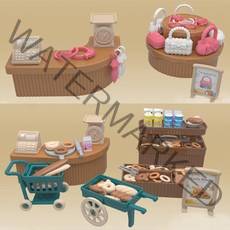 실바니안 패밀리 두더지 고양이 시뮬레이션 인형 선물 가게 빵집 가족 집 숲 핸드백 아이스, 01 CHINA, 14 Handbag Bakery