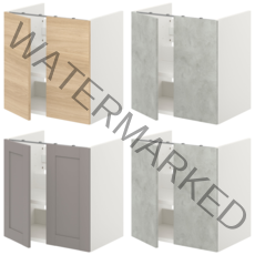 이케아 세면대 ENHET 엔헤트 세면기 하부장 + 선반/도어 화이트/콘크리트 효과 60x42x60 cm