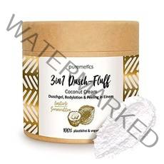 Puremetics 퓨어메틱스 3-in-1 샤워 솜털(250g) 샤워젤 필링과 로션이 하나로 비건&플라스틱 프리 너리싱 스킨 리파이닝 & 스무딩 미세플라스틱 없음 설탕, With the fragrance of exotic c