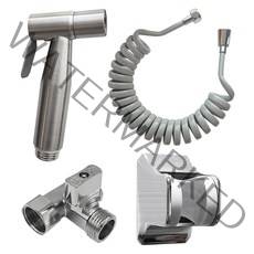 변기 욕실 청소 변기샤워기 3.5m그레이 코일호스+스텐건+접착걸이+T밸브 세트, 1개