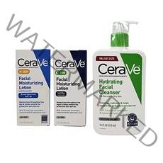 CeraVe 데일리 스킨케어 페이셜 번들 (하이드레이팅 페이셜 클렌저 AM PM 페이셜 모이스춰라이징 로션)