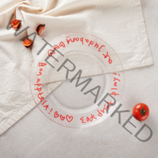 유어래빗 예쁜 그릇 투명 유리 본아페티 레터링 접시