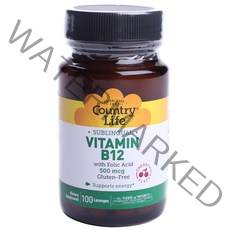Country Life 비타민 B12 500mcg 체리 맛 로젠지, 100개입, 1개