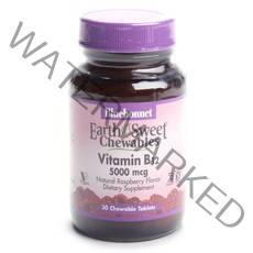 블루보넷 비타민 B-12 5000mcg 내추럴 라즈베리 츄어블 타블렛 비건 글루텐 프리, 30개입, 1개