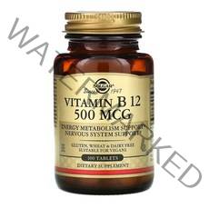 솔가 비타민 B12 500mcg 타블렛 글루텐 프리 무설탕, 100개입, 1개